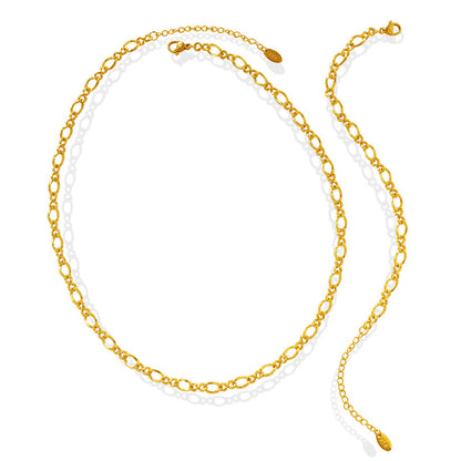 316L Stainless Steel 18K Gold PVD Hip-hop Style Figure 8 Link Jewelry Set - Hip-hop Style, Figure 8 Link, Gold Tone, Steel Tone Wholesale Stainless Steel Jewelry - Sensitive Skin Friendly - Detail 10