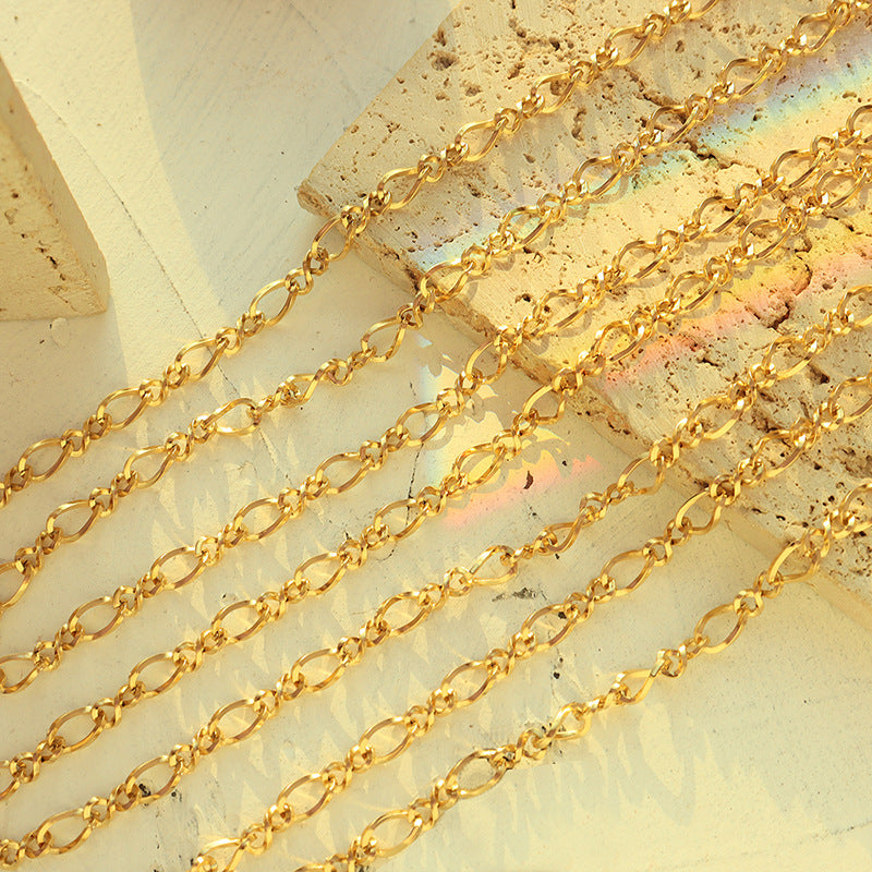 316L Stainless Steel 18K Gold PVD Hip-hop Style Figure 8 Link Jewelry Set - Hip-hop Style, Figure 8 Link, Gold Tone, Steel Tone Wholesale Stainless Steel Jewelry - Sensitive Skin Friendly - Detail 7