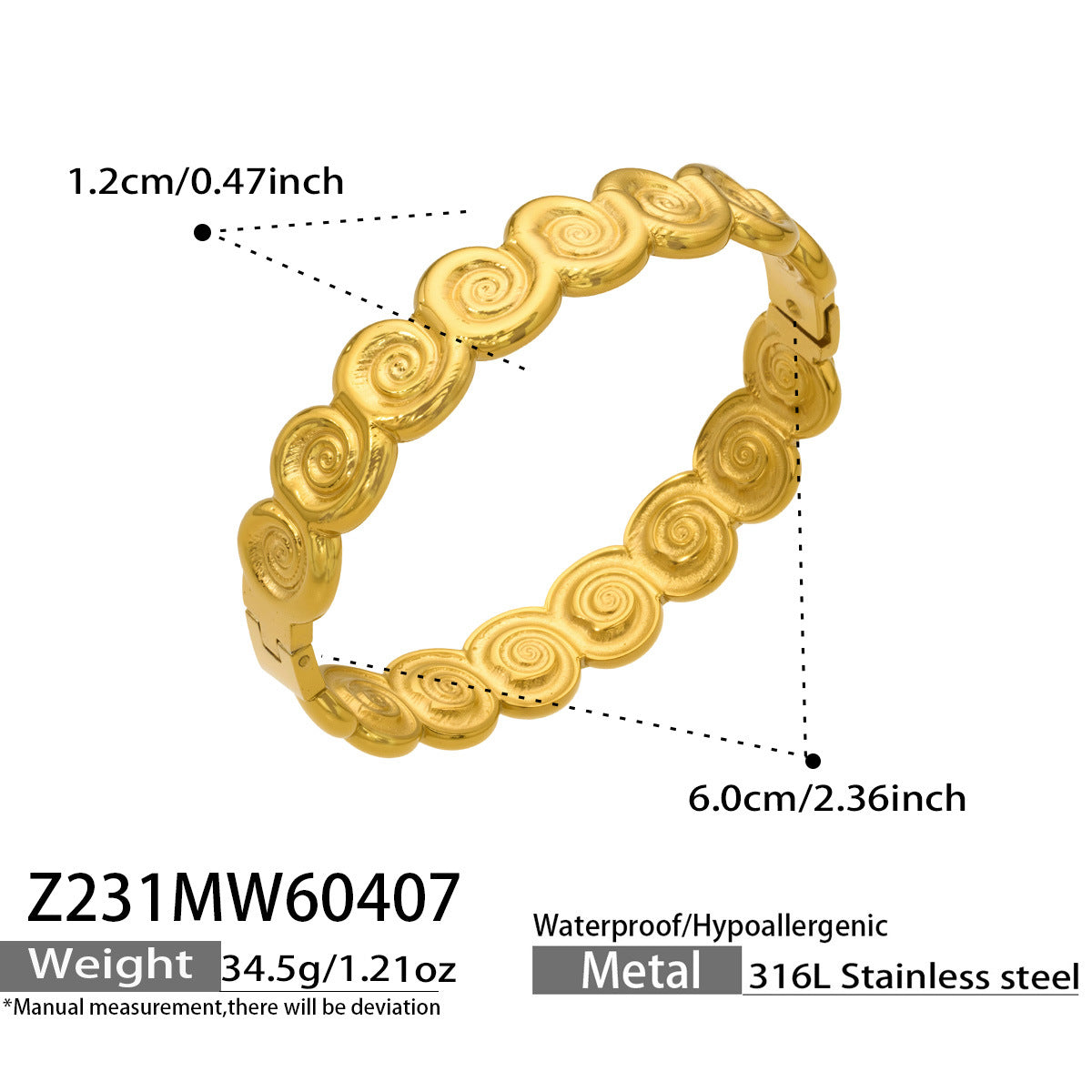 316L Stainless Steel 18K Gold PVD Hollow Heart Bangle Bracelet - Hollow Heart Bangle Minimalist Luxury Bracelet Wholesale Stainless Steel Jewelry - Sensitive Skin Friendly - Detail 12