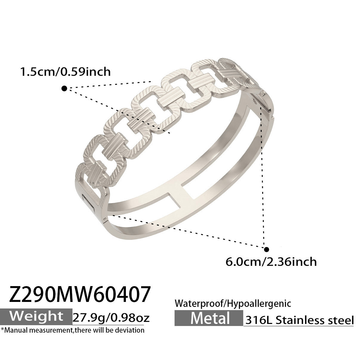 316L Stainless Steel 18K Gold PVD Hollow Heart Bangle Bracelet - Hollow Heart Bangle Minimalist Luxury Bracelet Wholesale Stainless Steel Jewelry - Sensitive Skin Friendly - Detail 20
