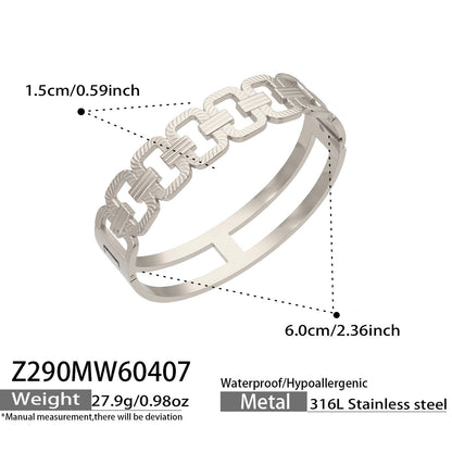 316L Stainless Steel 18K Gold PVD Hollow Heart Bangle Bracelet - Hollow Heart Bangle Minimalist Luxury Bracelet Wholesale Stainless Steel Jewelry - Sensitive Skin Friendly - Detail 20
