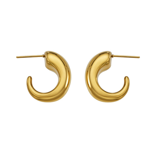 316L Stainless Steel 18K Gold PVD Hollow Small U-Shaped Earrings - Hollow U-Shaped Geometric Minimalist Wholesale Stainless Steel Jewelry - Sensitive Skin Friendly - Detail 15