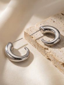 316L Stainless Steel 18K Gold PVD Hollow Small U-Shaped Earrings - Hollow U-Shaped Geometric Minimalist Wholesale Stainless Steel Jewelry - Sensitive Skin Friendly - Detail 3
