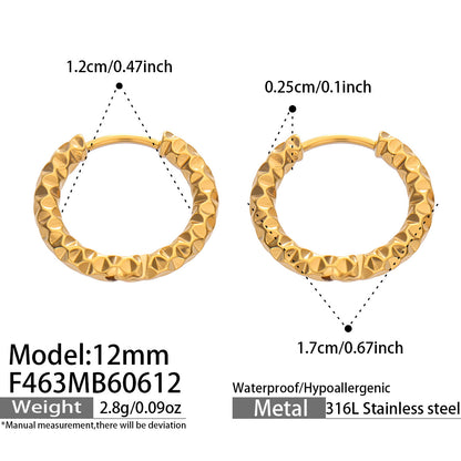 316L Stainless Steel 18K Gold PVD Hoop Earrings - Vintage Gold Hoop Wholesale Stainless Steel Jewelry - Sensitive Skin Friendly - Detail 11