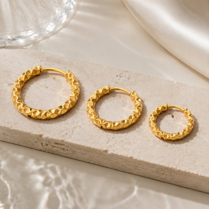 316L Stainless Steel 18K Gold PVD Hoop Earrings - Vintage Gold Hoop Wholesale Stainless Steel Jewelry - Sensitive Skin Friendly - Detail 3