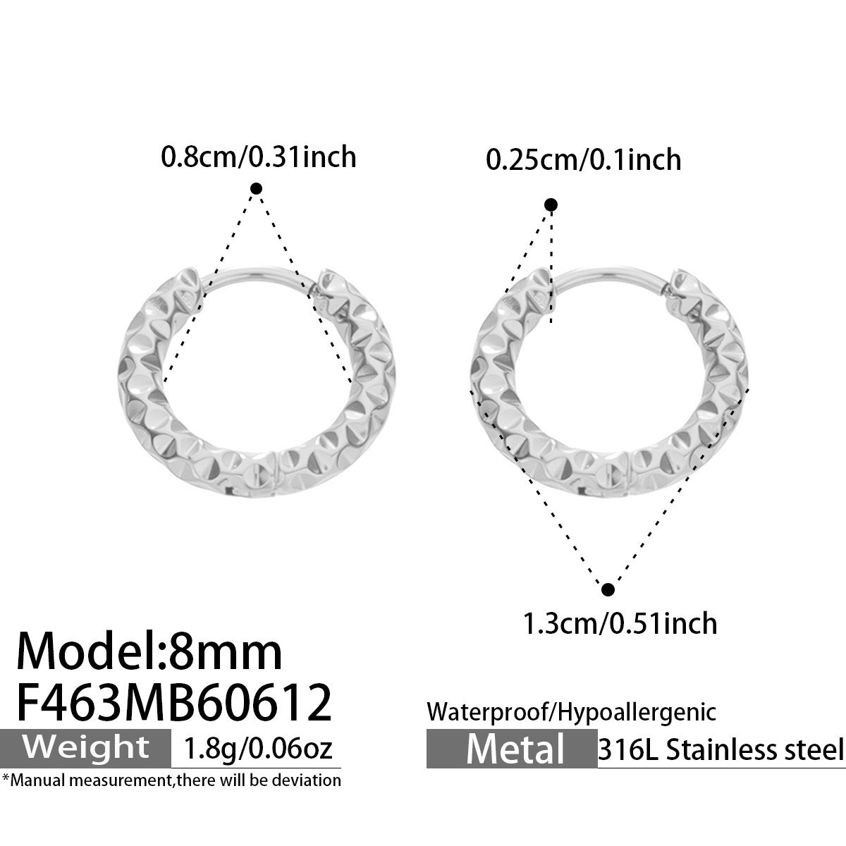 316L Stainless Steel 18K Gold PVD Hoop Earrings - Vintage Gold Hoop Wholesale Stainless Steel Jewelry - Sensitive Skin Friendly - Detail 7