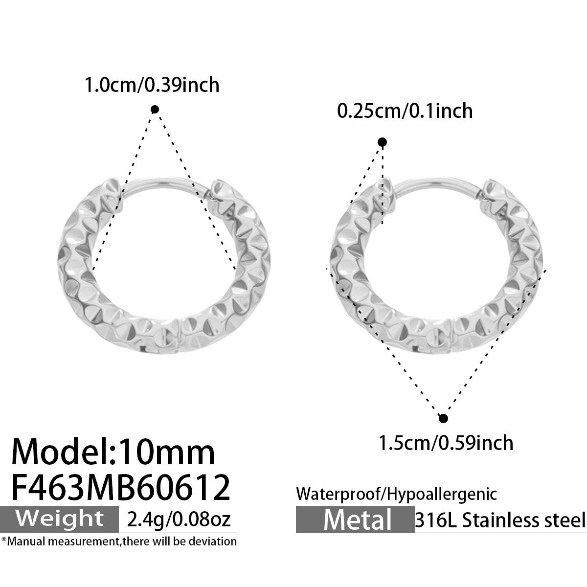 316L Stainless Steel 18K Gold PVD Hoop Earrings - Vintage Gold Hoop Wholesale Stainless Steel Jewelry - Sensitive Skin Friendly - Detail 8