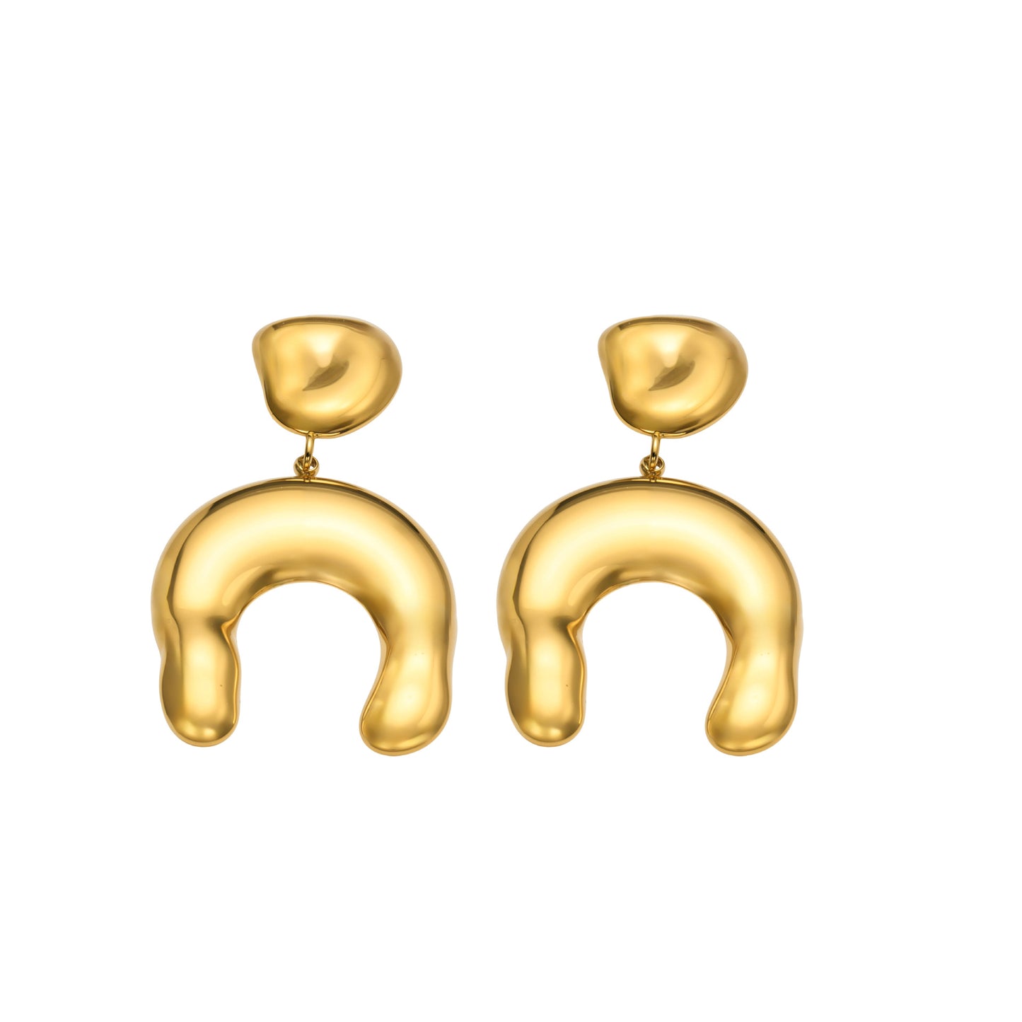 316L Stainless Steel 18K Gold PVD Horseshoe Earrings - Horseshoe Design U-Shape Modern Minimalist Wholesale Stainless Steel Jewelry - Sensitive Skin Friendly - Detail 4