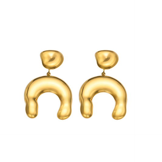 316L Stainless Steel 18K Gold PVD Horseshoe Earrings - Horseshoe Design U-Shape Modern Minimalist Wholesale Stainless Steel Jewelry - Sensitive Skin Friendly - Detail 4