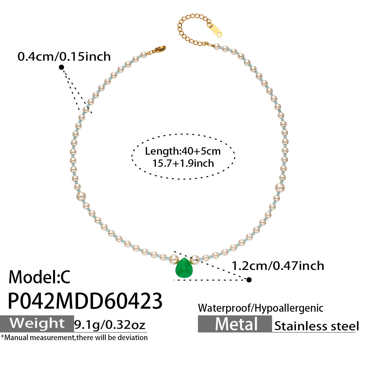 316L Stainless Steel 18K Gold PVD Imitation Pearl & Colorful Agate Pendant Necklace - Imitation Pearl, Colorful Agate, French Style, Delicate, Clavicle Wholesale Stainless Steel Jewelry - Sensitive Skin Friendly - Detail 13