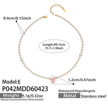 316L Stainless Steel 18K Gold PVD Imitation Pearl & Colorful Agate Pendant Necklace - Imitation Pearl, Colorful Agate, French Style, Delicate, Clavicle Wholesale Stainless Steel Jewelry - Sensitive Skin Friendly - Detail 8