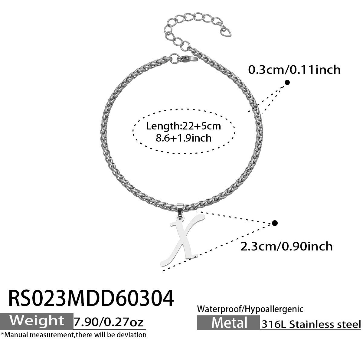 316L Stainless Steel 18K Gold PVD Initial Letter Minimalist Anklet - Initial Letter, Minimalist, Steel Finish, Personalized Anklet, Modern Wholesale Stainless Steel Jewelry - Sensitive Skin Friendly - Detail 14