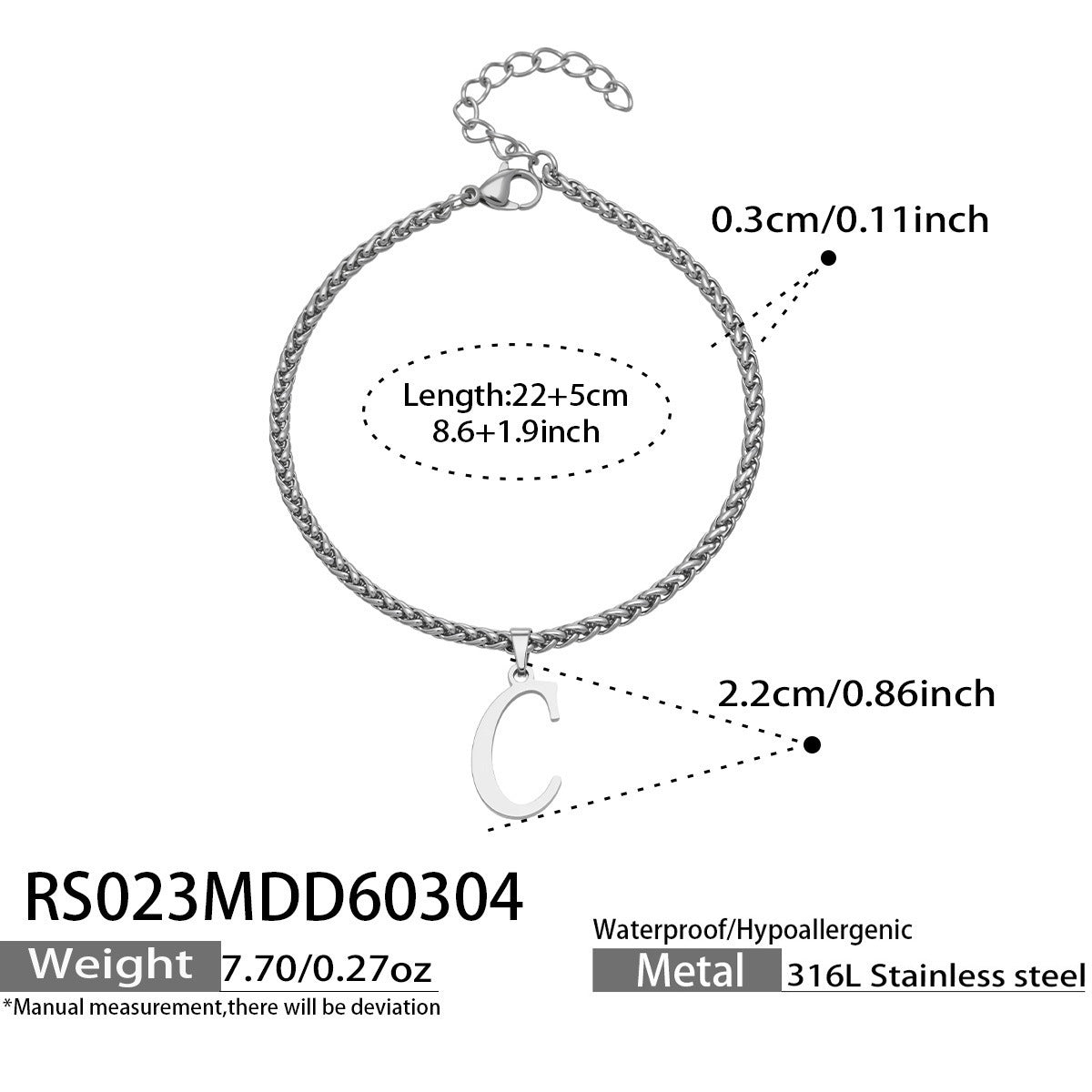316L Stainless Steel 18K Gold PVD Initial Letter Minimalist Anklet - Initial Letter, Minimalist, Steel Finish, Personalized Anklet, Modern Wholesale Stainless Steel Jewelry - Sensitive Skin Friendly - Detail 16