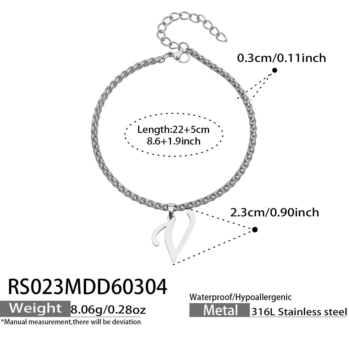316L Stainless Steel 18K Gold PVD Initial Letter Minimalist Anklet - Initial Letter, Minimalist, Steel Finish, Personalized Anklet, Modern Wholesale Stainless Steel Jewelry - Sensitive Skin Friendly - Detail 20