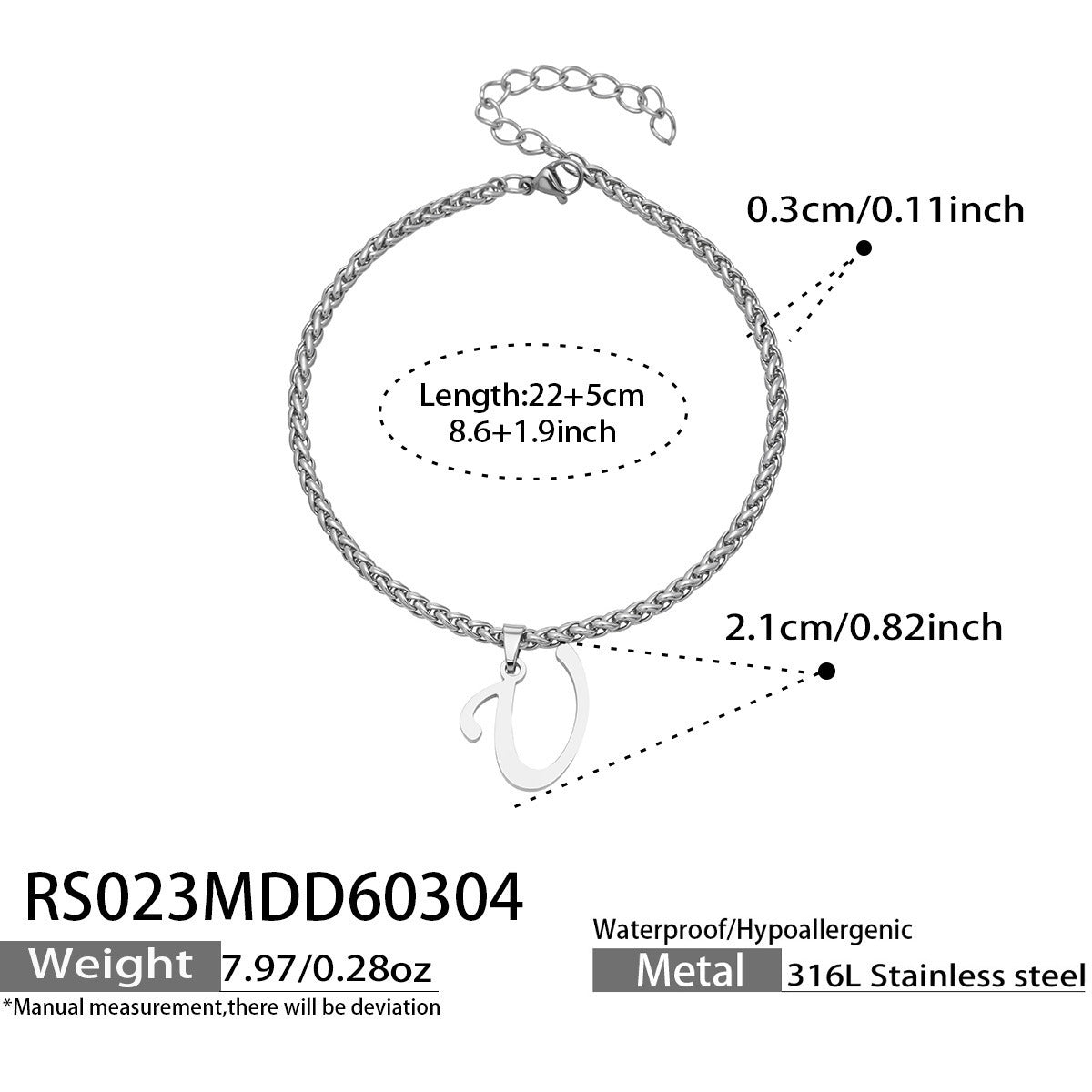 316L Stainless Steel 18K Gold PVD Initial Letter Minimalist Anklet - Initial Letter, Minimalist, Steel Finish, Personalized Anklet, Modern Wholesale Stainless Steel Jewelry - Sensitive Skin Friendly - Detail 5