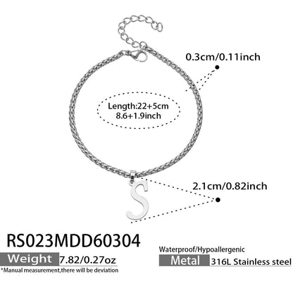 316L Stainless Steel 18K Gold PVD Initial Letter Minimalist Anklet - Initial Letter, Minimalist, Steel Finish, Personalized Anklet, Modern Wholesale Stainless Steel Jewelry - Sensitive Skin Friendly - Detail 9