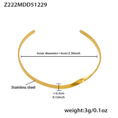 316L Stainless Steel 18K Gold PVD Interlocking Heart Hollow Geometric Bangle - Interlocking Heart, Hollow Design, Geometric, Minimalist, Modern Bangle Wholesale Stainless Steel Jewelry - Sensitive Skin Friendly - Detail 11