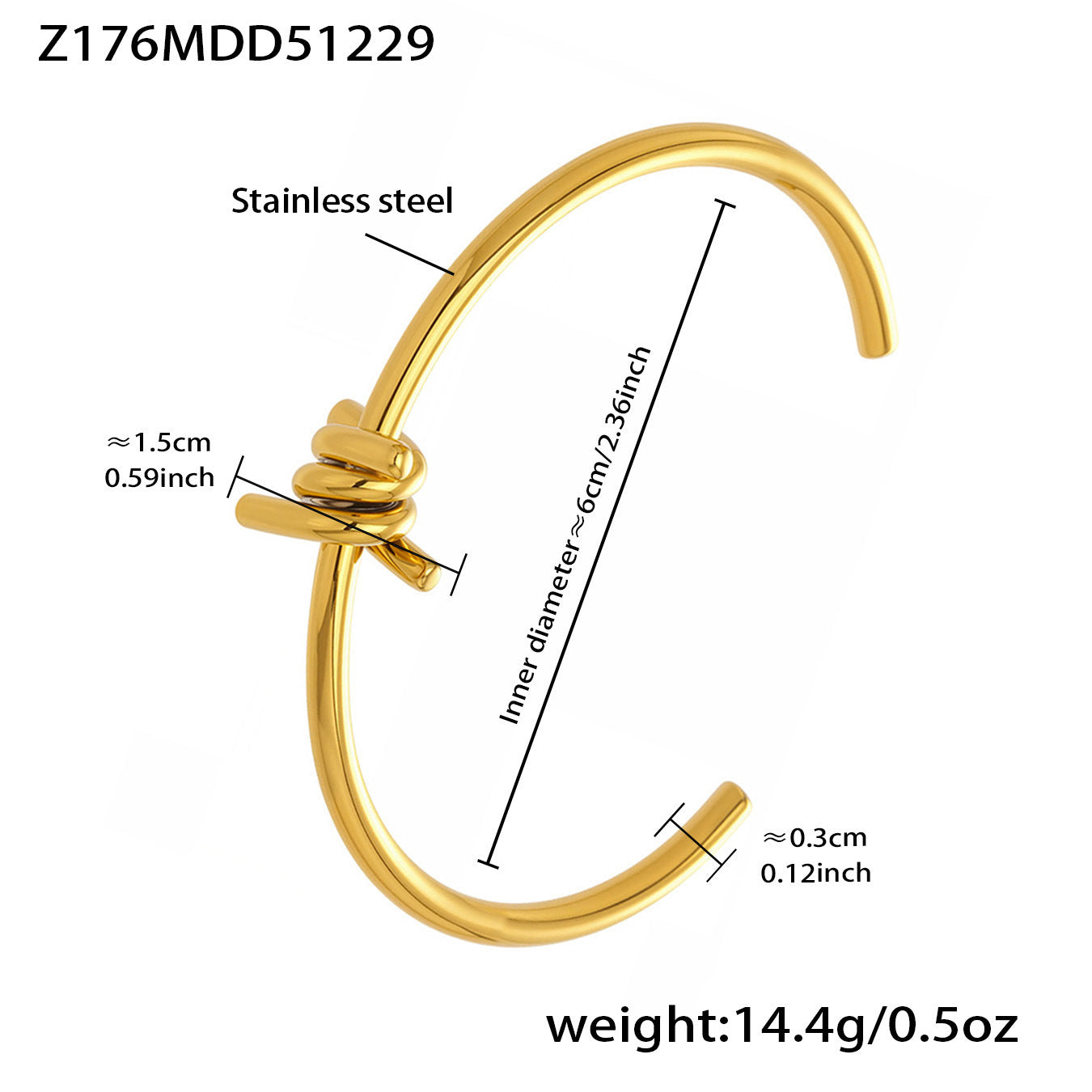 316L Stainless Steel 18K Gold PVD Interlocking Heart Hollow Geometric Bangle - Interlocking Heart, Hollow Design, Geometric, Minimalist, Modern Bangle Wholesale Stainless Steel Jewelry - Sensitive Skin Friendly - Detail 12