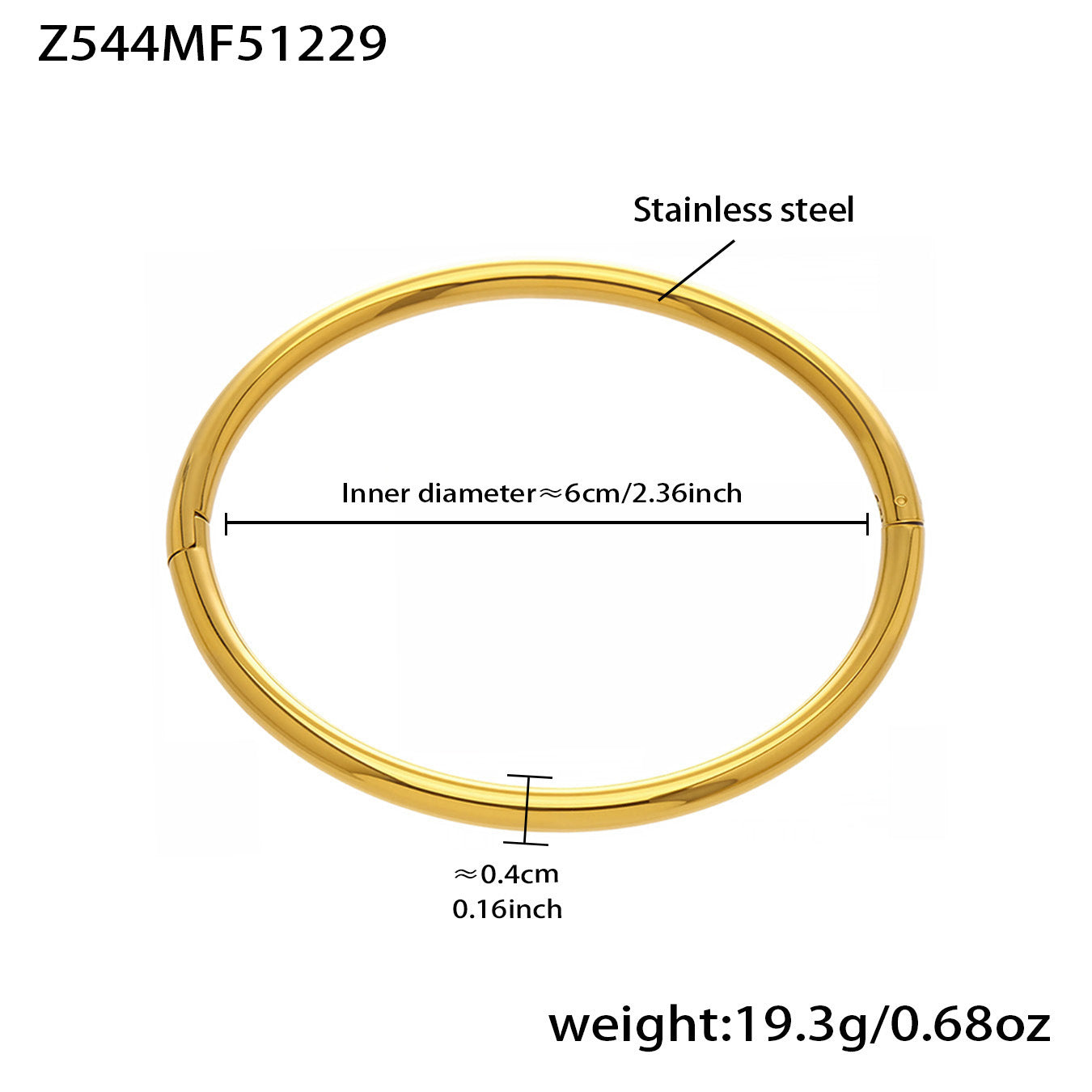 316L Stainless Steel 18K Gold PVD Interlocking Heart Hollow Geometric Bangle - Interlocking Heart, Hollow Design, Geometric, Minimalist, Modern Bangle Wholesale Stainless Steel Jewelry - Sensitive Skin Friendly - Detail 13