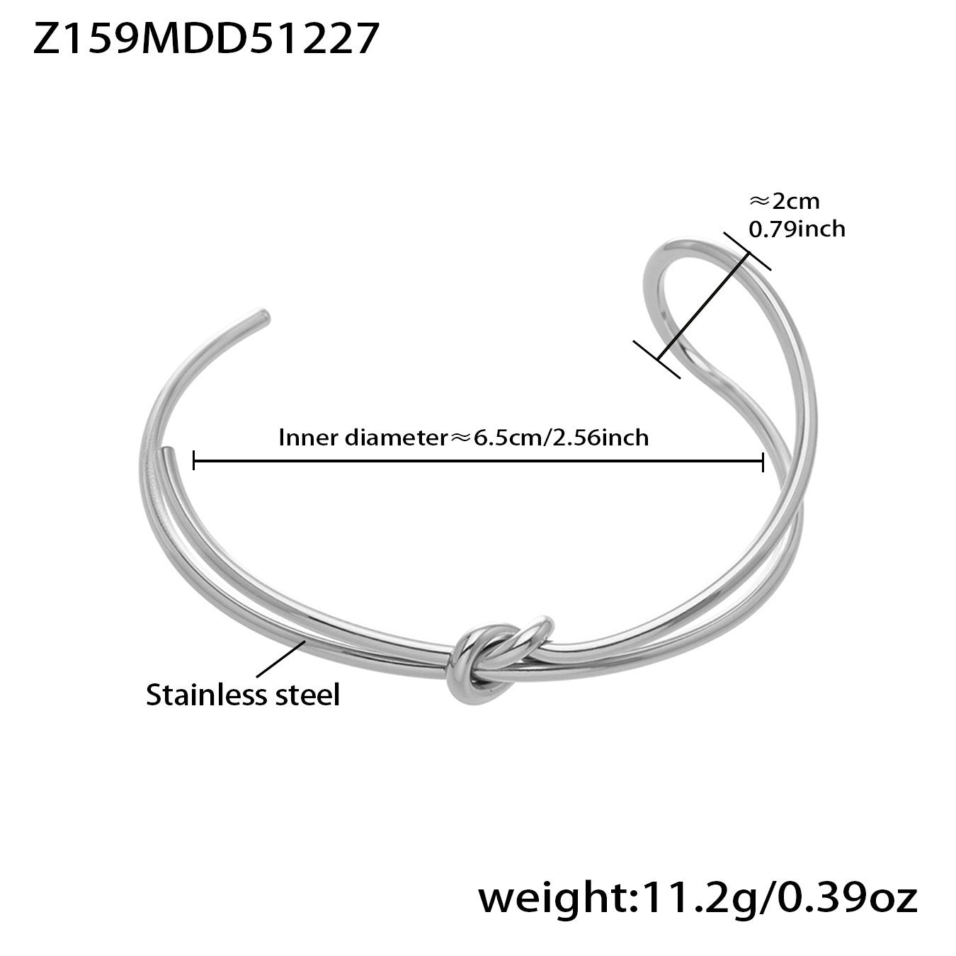 316L Stainless Steel 18K Gold PVD Interlocking Heart Hollow Geometric Bangle - Interlocking Heart, Hollow Design, Geometric, Minimalist, Modern Bangle Wholesale Stainless Steel Jewelry - Sensitive Skin Friendly - Detail 16