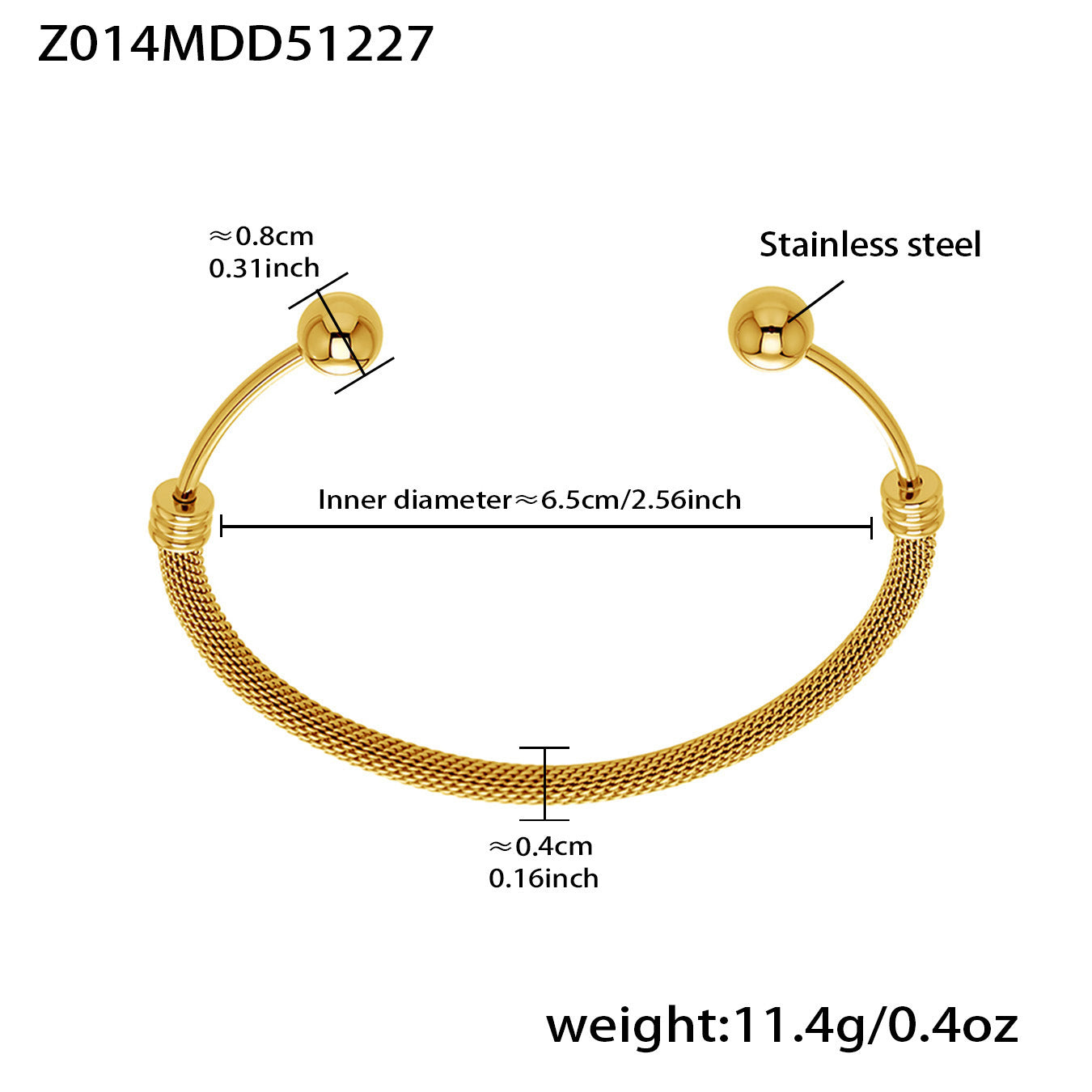 316L Stainless Steel 18K Gold PVD Interlocking Heart Hollow Geometric Bangle - Interlocking Heart, Hollow Design, Geometric, Minimalist, Modern Bangle Wholesale Stainless Steel Jewelry - Sensitive Skin Friendly - Detail 5