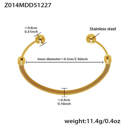316L Stainless Steel 18K Gold PVD Interlocking Heart Hollow Geometric Bangle - Interlocking Heart, Hollow Design, Geometric, Minimalist, Modern Bangle Wholesale Stainless Steel Jewelry - Sensitive Skin Friendly - Detail 5
