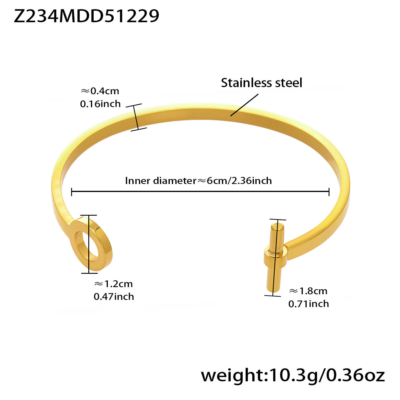 316L Stainless Steel 18K Gold PVD Interlocking Heart Hollow Geometric Bangle - Interlocking Heart, Hollow Design, Geometric, Minimalist, Modern Bangle Wholesale Stainless Steel Jewelry - Sensitive Skin Friendly - Detail 7