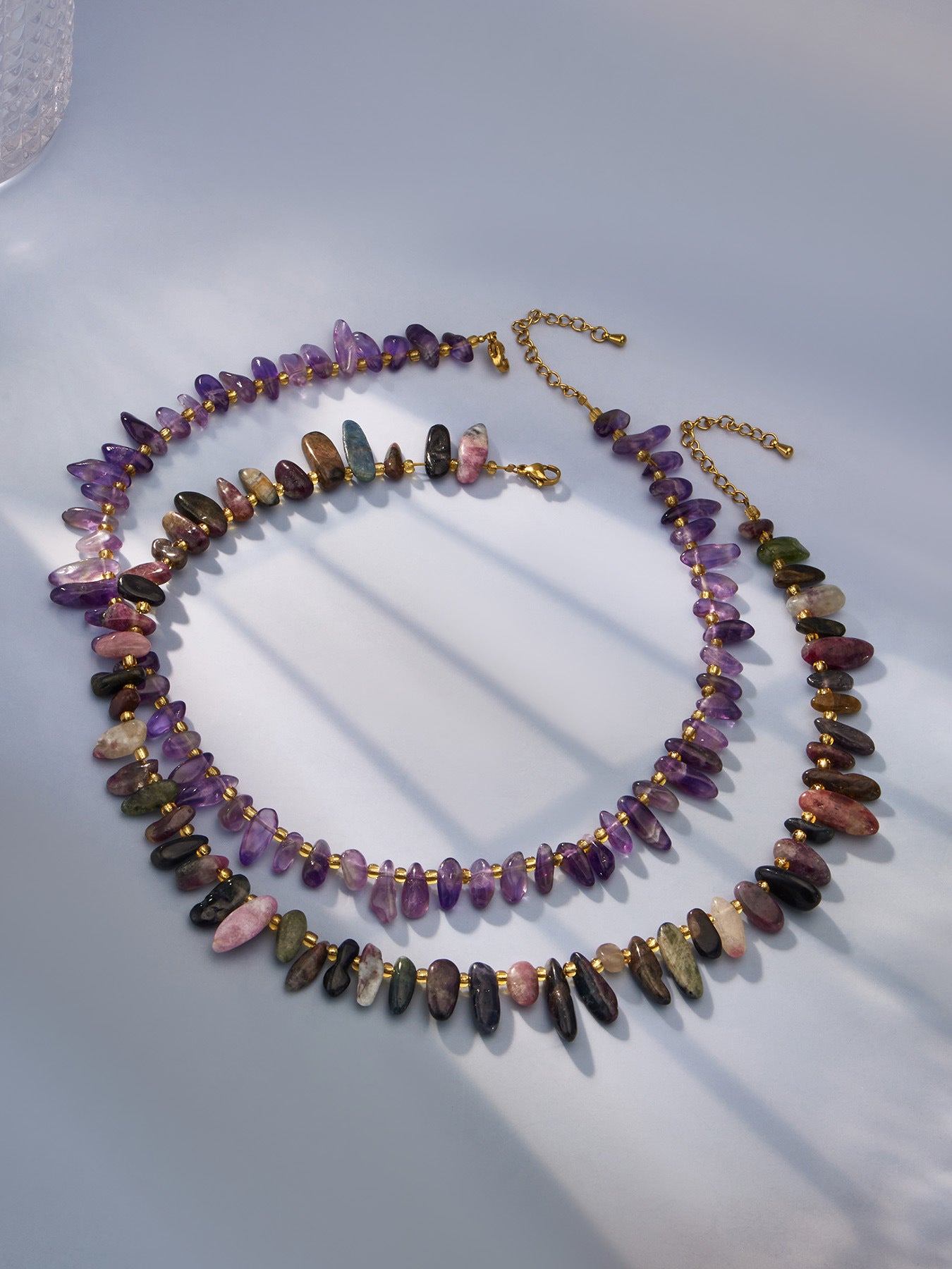 316L Stainless Steel 18K Gold PVD Irregular Beaded Natural Stone Necklace - Irregular Beaded, Natural Stone, Amethyst, Mixed Stone, Choker Necklace Wholesale Stainless Steel Jewelry - Sensitive Skin Friendly - Detail 2