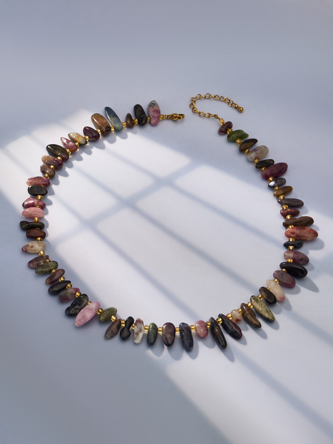 316L Stainless Steel 18K Gold PVD Irregular Beaded Natural Stone Necklace - Irregular Beaded, Natural Stone, Amethyst, Mixed Stone, Choker Necklace Wholesale Stainless Steel Jewelry - Sensitive Skin Friendly - Detail 3