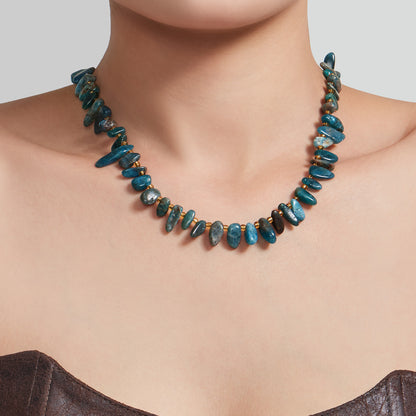 316L Stainless Steel 18K Gold PVD Irregular Beaded Natural Stone Necklace - Irregular Beaded, Natural Stone, Amethyst, Mixed Stone, Choker Necklace Wholesale Stainless Steel Jewelry - Sensitive Skin Friendly - Detail 4