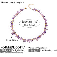 316L Stainless Steel 18K Gold PVD Irregular Beaded Natural Stone Necklace - Irregular Beaded, Natural Stone, Amethyst, Mixed Stone, Choker Necklace Wholesale Stainless Steel Jewelry - Sensitive Skin Friendly - Detail 8