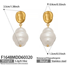 316L Stainless Steel 18K Gold PVD Irregular Faux Pearl Earrings - Irregular Faux Pearl, Unique Design, Light Luxury Wholesale Stainless Steel Jewelry - Sensitive Skin Friendly - Detail 15