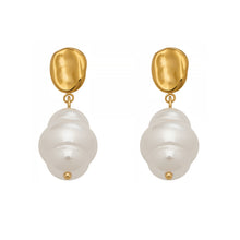 316L Stainless Steel 18K Gold PVD Irregular Faux Pearl Earrings - Irregular Faux Pearl, Unique Design, Light Luxury Wholesale Stainless Steel Jewelry - Sensitive Skin Friendly - Detail 9