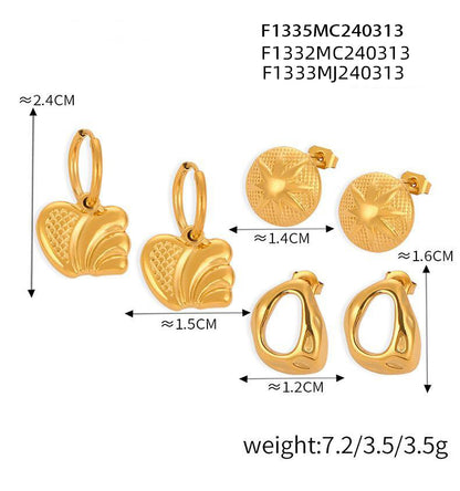 316L Stainless Steel 18K Gold PVD Irregular Geometric Earrings - Minimalist Irregular Geometric Gold Earrings Wholesale Stainless Steel Jewelry - Sensitive Skin Friendly - Detail 1