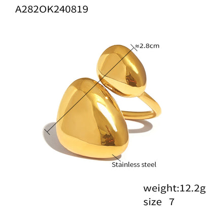 316L Stainless Steel 18K Gold PVD Irregular Geometric Open Ring - Minimalist Irregular Geometric Open Ring Wholesale Stainless Steel Jewelry - Sensitive Skin Friendly - Detail 2