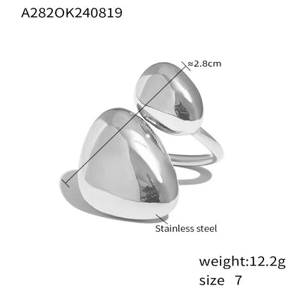 316L Stainless Steel 18K Gold PVD Irregular Geometric Open Ring - Minimalist Irregular Geometric Open Ring Wholesale Stainless Steel Jewelry - Sensitive Skin Friendly - Detail 3