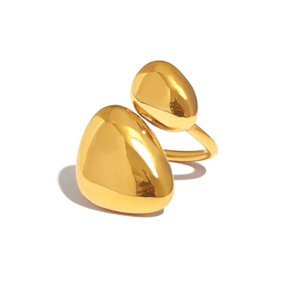 316L Stainless Steel 18K Gold PVD Irregular Geometric Open Ring - Minimalist Irregular Geometric Open Ring Wholesale Stainless Steel Jewelry - Sensitive Skin Friendly - Detail 4