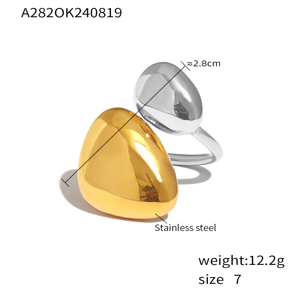 316L Stainless Steel 18K Gold PVD Irregular Geometric Open Ring - Minimalist Irregular Geometric Open Ring Wholesale Stainless Steel Jewelry - Sensitive Skin Friendly - Detail 5
