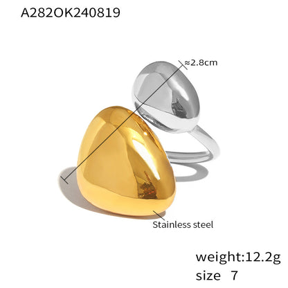 316L Stainless Steel 18K Gold PVD Irregular Geometric Open Ring - Minimalist Irregular Geometric Open Ring Wholesale Stainless Steel Jewelry - Sensitive Skin Friendly - Detail 5