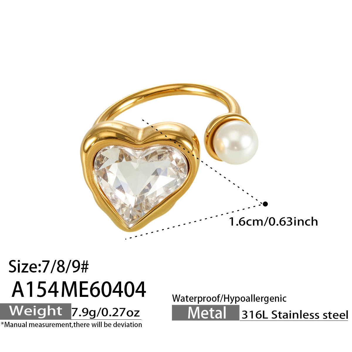 316L Stainless Steel 18K Gold PVD Irregular Zircon Ring - Irregular Zircon Ring Unique Design Gold Band Minimalist Wholesale Stainless Steel Jewelry - Sensitive Skin Friendly - Detail 10
