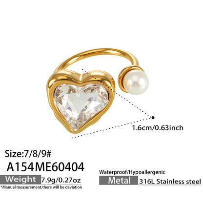 316L Stainless Steel 18K Gold PVD Irregular Zircon Ring - Irregular Zircon Ring Unique Design Gold Band Minimalist Wholesale Stainless Steel Jewelry - Sensitive Skin Friendly - Detail 10