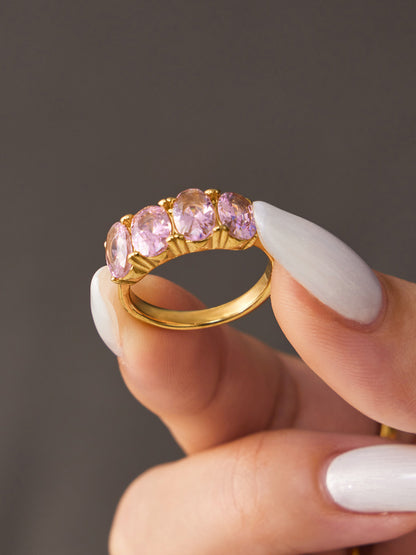 316L Stainless Steel 18K Gold PVD Irregular Zircon Ring - Irregular Zircon Ring Unique Design Gold Band Minimalist Wholesale Stainless Steel Jewelry - Sensitive Skin Friendly - Detail 11