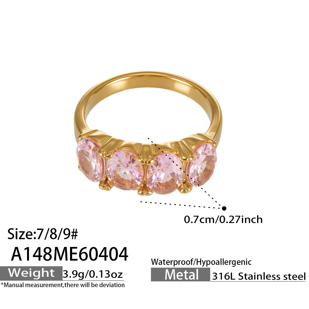 316L Stainless Steel 18K Gold PVD Irregular Zircon Ring - Irregular Zircon Ring Unique Design Gold Band Minimalist Wholesale Stainless Steel Jewelry - Sensitive Skin Friendly - Detail 20