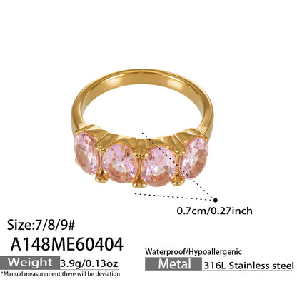 316L Stainless Steel 18K Gold PVD Irregular Zircon Ring - Irregular Zircon Ring Unique Design Gold Band Minimalist Wholesale Stainless Steel Jewelry - Sensitive Skin Friendly - Detail 20