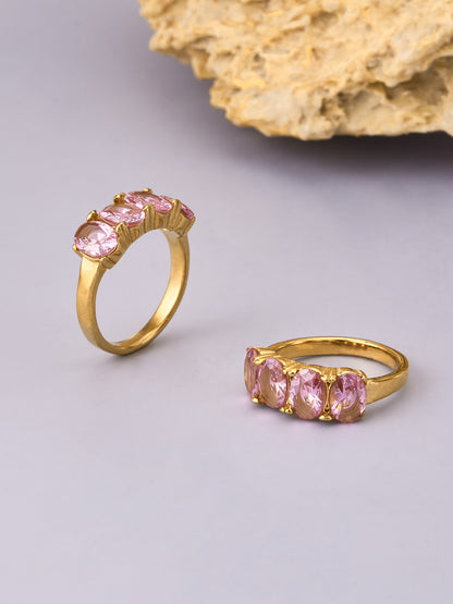 316L Stainless Steel 18K Gold PVD Irregular Zircon Ring - Irregular Zircon Ring Unique Design Gold Band Minimalist Wholesale Stainless Steel Jewelry - Sensitive Skin Friendly - Detail 4