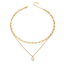 316L Stainless Steel 18K Gold PVD Layered Pearl Necklace - Layered Pearl Vintage Necklace Wholesale Stainless Steel Jewelry - Sensitive Skin Friendly - Detail 8