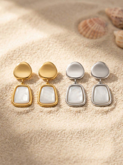 316L Stainless Steel 18K Gold PVD Light Luxury White Mother-of-Pearl Drop Earrings - Light Luxury White Mother-of-Pearl Drop Earrings 18K Gold PVD Niche Design Wholesale Stainless Steel Jewelry - Sensitive Skin Friendly - Detail 1
