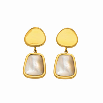 316L Stainless Steel 18K Gold PVD Light Luxury White Mother-of-Pearl Drop Earrings - Light Luxury White Mother-of-Pearl Drop Earrings 18K Gold PVD Niche Design Wholesale Stainless Steel Jewelry - Sensitive Skin Friendly - Detail 10