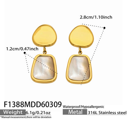 316L Stainless Steel 18K Gold PVD Light Luxury White Mother-of-Pearl Drop Earrings - Light Luxury White Mother-of-Pearl Drop Earrings 18K Gold PVD Niche Design Wholesale Stainless Steel Jewelry - Sensitive Skin Friendly - Detail 12