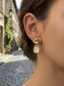 316L Stainless Steel 18K Gold PVD Light Luxury White Mother-of-Pearl Drop Earrings - Light Luxury White Mother-of-Pearl Drop Earrings 18K Gold PVD Niche Design Wholesale Stainless Steel Jewelry - Sensitive Skin Friendly - Detail 6